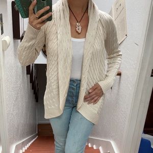 Ralph Lauren Silk Cable-Knit Waterfall Cardigan